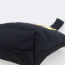 CELINE Circle Pouch Nylon Navy Gold Auth 166247A-14