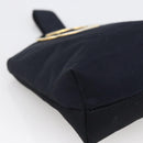 CELINE Circle Pouch Nylon Navy Gold Auth 166247A-15