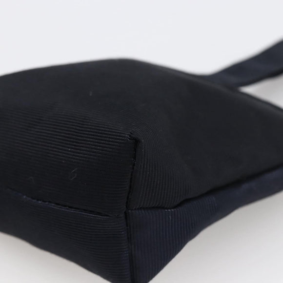 CELINE Circle Pouch Nylon Navy Gold Auth 166247A