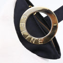 CELINE Circle Pouch Nylon Navy Gold Auth 166247A-10
