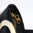 CELINE Circle Pouch Nylon Navy Gold Auth 166247A-11