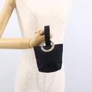 CELINE Circle Pouch Nylon Navy Gold Auth 166247A-20
