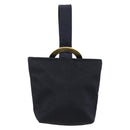 CELINE Circle Pouch Nylon Navy Gold Auth 166247A-2