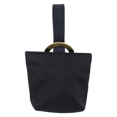 CELINE Circle Pouch Nylon Navy Gold Auth 166247A - 0