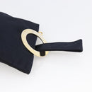 CELINE Circle Pouch Nylon Navy Gold Auth 166247A-6