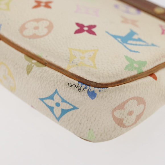 LOUIS VUITTON Monogram Multicolor Pochette Pouch White M92649 LV Auth 166270