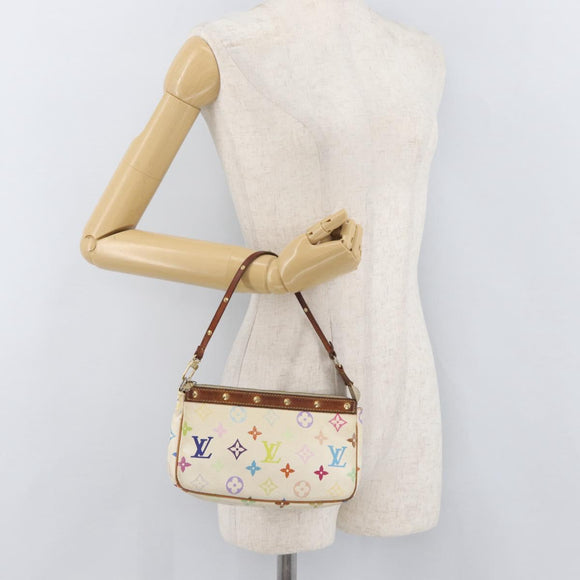 LOUIS VUITTON Monogram Multicolor Pochette Pouch White M92649 LV Auth 166270