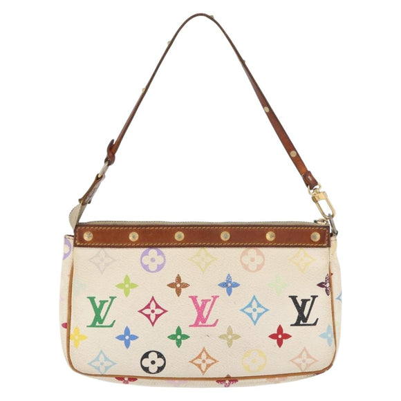 LOUIS VUITTON Monogram Multicolor Pochette Pouch White M92649 LV Auth 166270