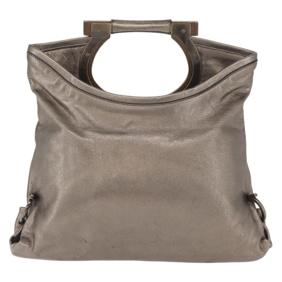 Salvatore Ferragamo Clutch Bag Leather Gold Auth 166271A