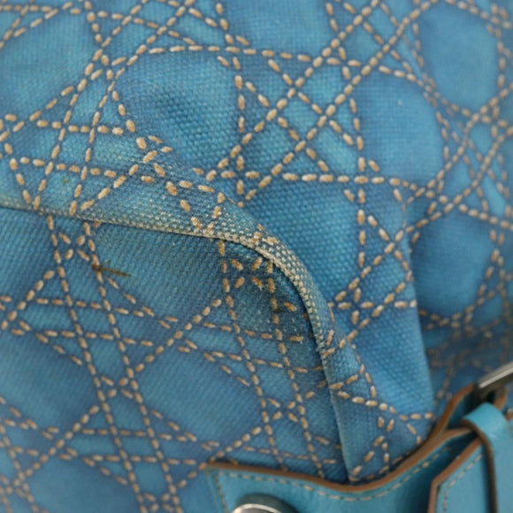 Christian Dior Panarea Boston Bag beschichtete Canvas Blau Silber Original 166280
