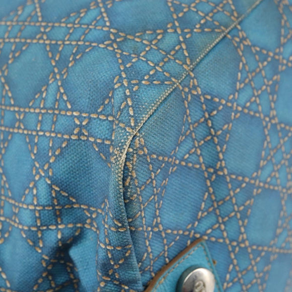 Christian Dior Panarea Boston Bag beschichtete Canvas Blau Silber Original 166280