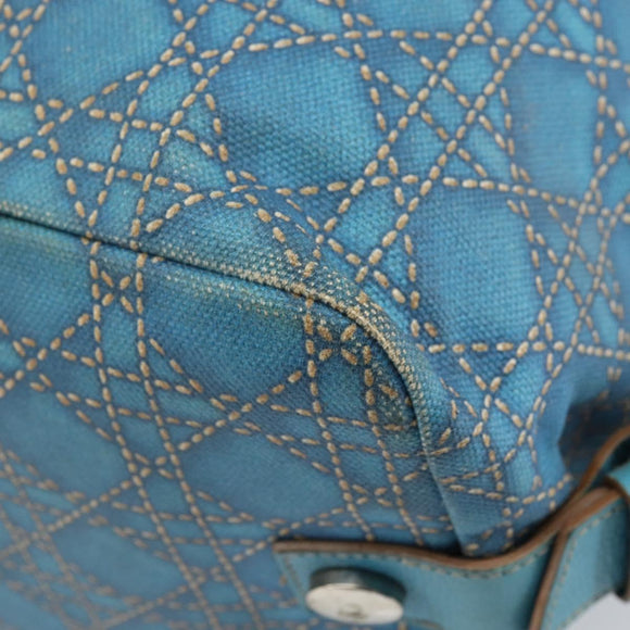 Christian Dior Panarea Boston Bag beschichtete Canvas Blau Silber Original 166280