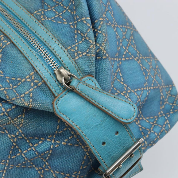 Christian Dior Panarea Boston Bag beschichtete Canvas Blau Silber Original 166280