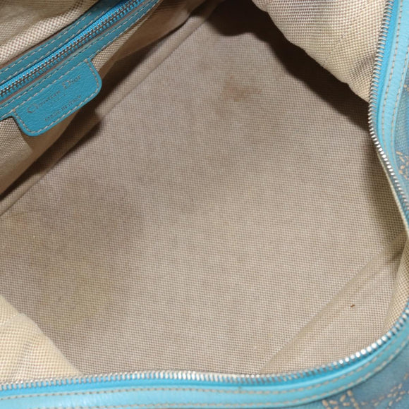 Christian Dior Panarea Boston Bag beschichtete Canvas Blau Silber Original 166280