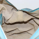 Christian Dior Panarea Boston Bag Coated Canvas Blue Silver Auth 166280-18