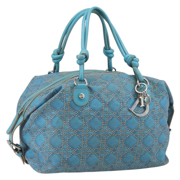 Christian Dior Panarea Boston Bag beschichtete Canvas Blau Silber Original 166280