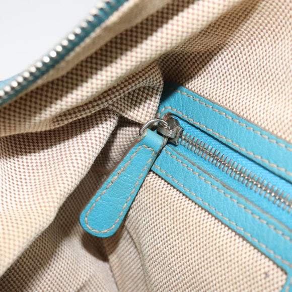 Christian Dior Panarea Boston Bag Coated Canvas Blue Silver Auth 166280