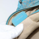 Christian Dior Panarea Boston Bag Coated Canvas Blue Silver Auth 166280-22