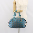 Christian Dior Panarea Boston Bag beschichtete Canvas Blau Silber Original 166280-23
