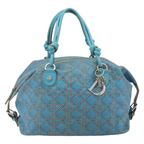 Christian Dior Panarea Boston Bag beschichtete Canvas Blau Silber Original 166280