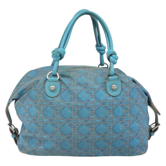 Christian Dior Panarea Boston Bag beschichtete Canvas Blau Silber Original 166280