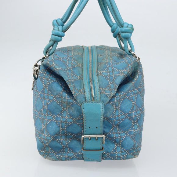 Christian Dior Panarea Boston Bag beschichtete Canvas Blau Silber Original 166280