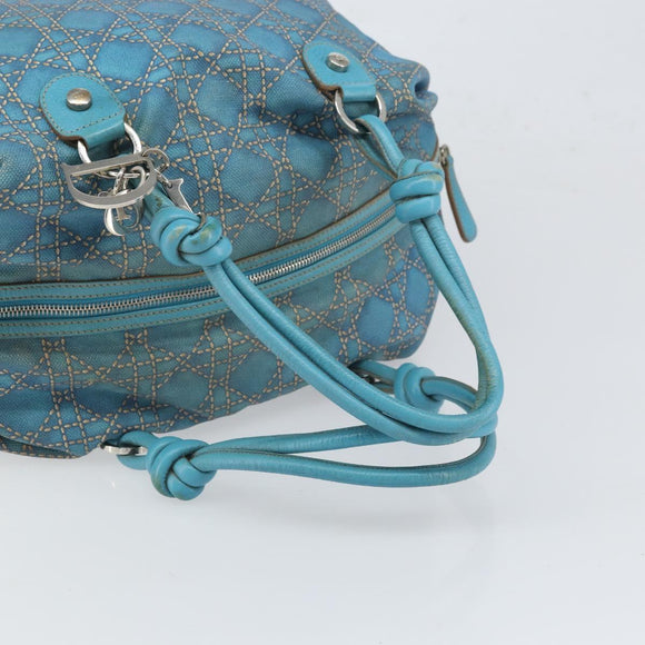 Christian Dior Panarea Boston Bag beschichtete Canvas Blau Silber Original 166280