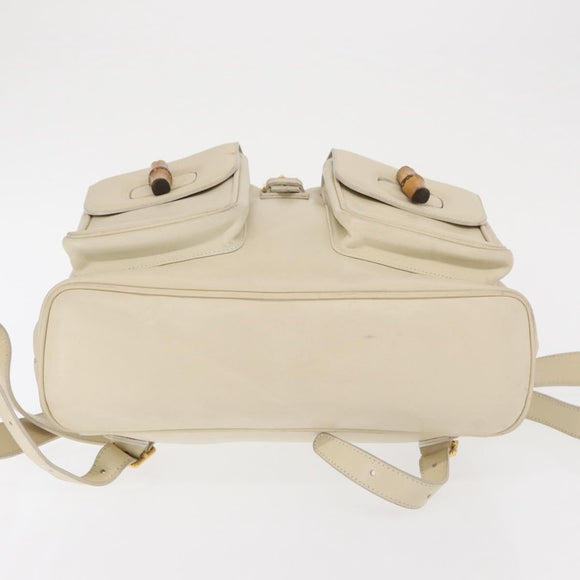 GUCCI Bamboo Backpack Leather Ivory Gold 003 2058 0016 Auth 166281