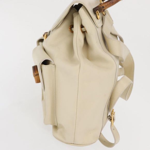 GUCCI Bamboo Backpack Leather Ivory Gold 003 2058 0016 Auth 166281