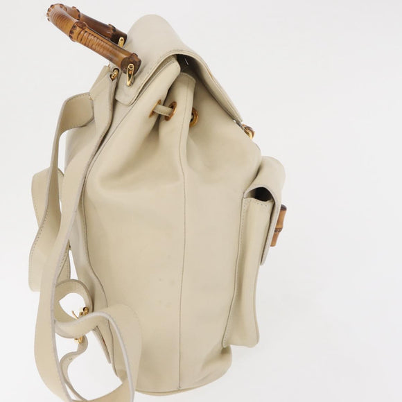 GUCCI Bamboo Backpack Leather Ivory Gold 003 2058 0016 Auth 166281