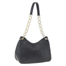 PRADA Chain Shoulder Bag Leather Black Gold Auth 166283-1