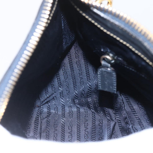 PRADA Chain Shoulder Bag Leather Black Gold Auth 166283