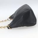 PRADA Chain Shoulder Bag Leather Black Gold Auth 166283-3