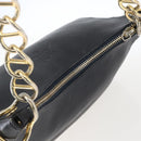 PRADA Chain Shoulder Bag Leather Black Gold Auth 166283-6