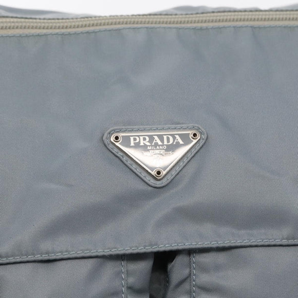 PRADA Shoulder Bag Nylon Light Blue Silver Auth 166289