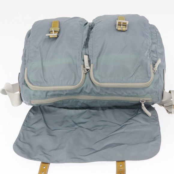 PRADA Shoulder Bag Nylon Light Blue Silver Auth 166289