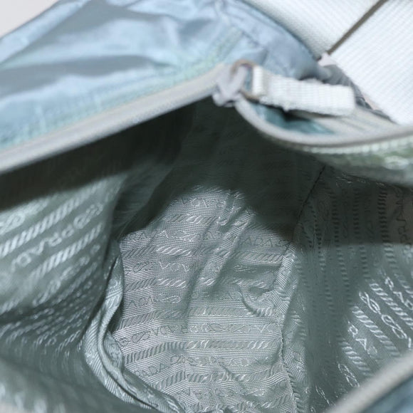 PRADA Shoulder Bag Nylon Light Blue Silver Auth 166289