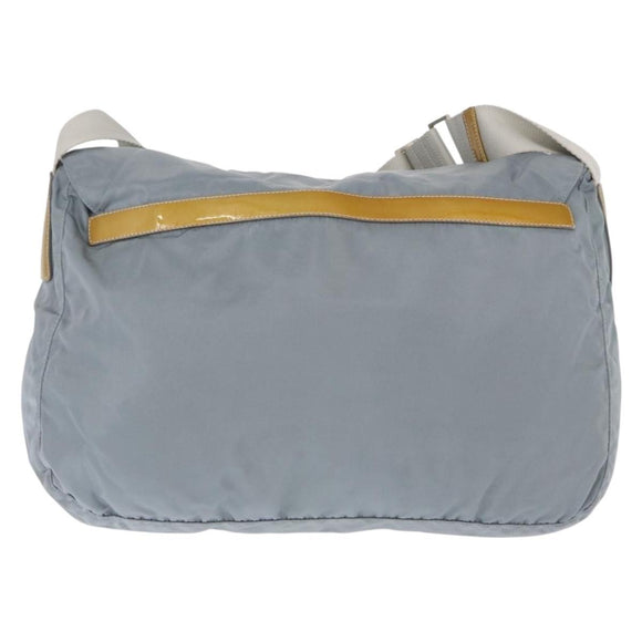 PRADA Shoulder Bag Nylon Light Blue Silver Auth 166289