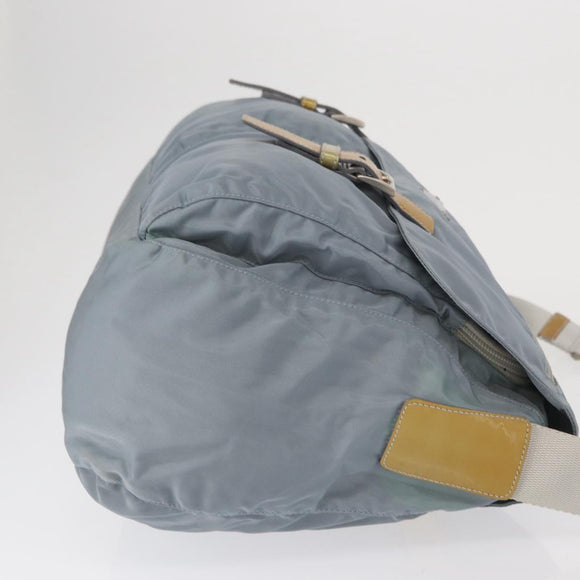 PRADA Shoulder Bag Nylon Light Blue Silver Auth 166289