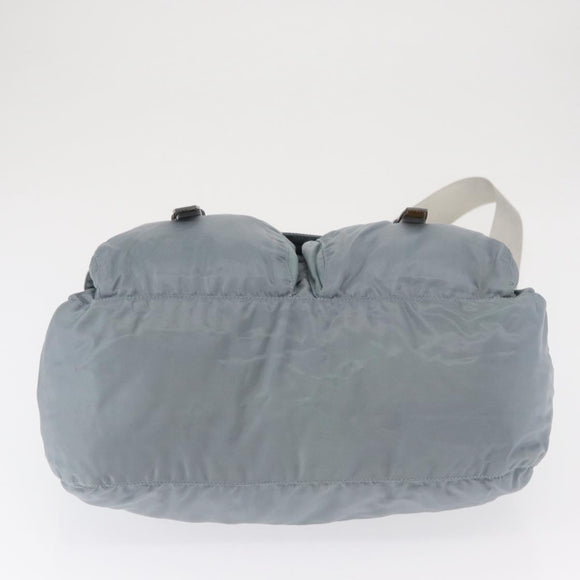PRADA Shoulder Bag Nylon Light Blue Silver Auth 166289