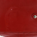 Christian Dior Canage Chain Shoulder Bag Leather Red Silver Auth 166291-6