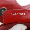 Christian Dior Canage Chain Shoulder Bag Leather Red Silver Auth 166291-12