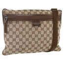 GUCCI GG Canvas Shoulder Bag Beige Silver 90476 Auth 166293-1