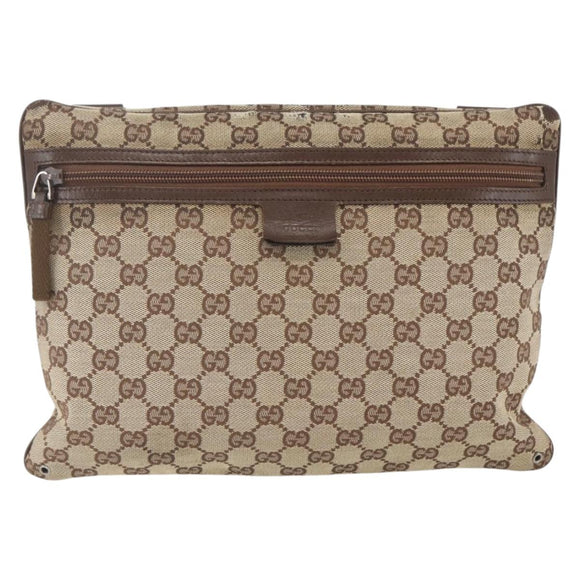 GUCCI GG Canvas Shoulder Bag Beige Silver 90476 Auth 166293