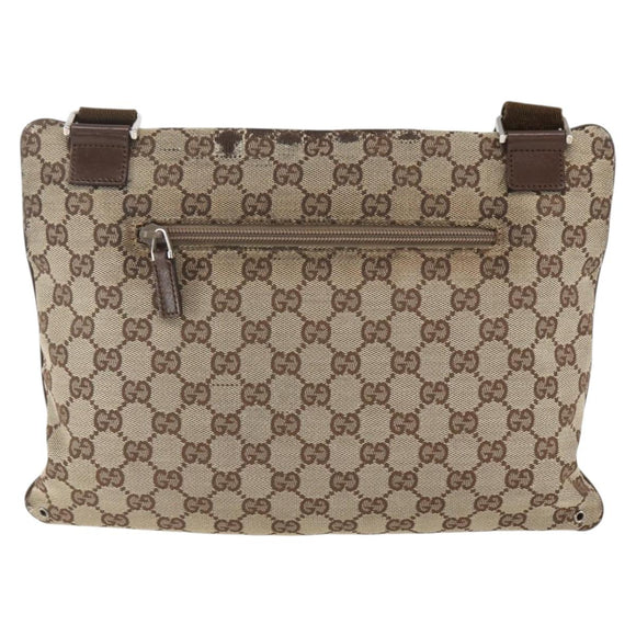 GUCCI GG Canvas Shoulder Bag Beige Silver 90476 Auth 166293