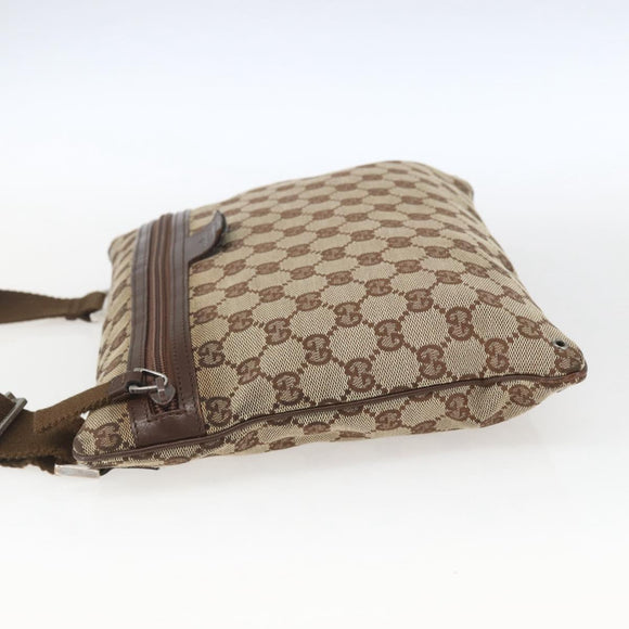 GUCCI GG Canvas Shoulder Bag Beige Silver 90476 Auth 166293