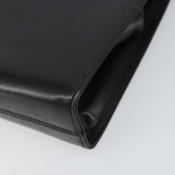 Salvatore Ferragamo Gancini Chain Shoulder Bag Leather Black Gold Auth 166295