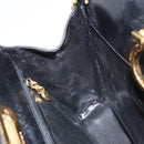 Salvatore Ferragamo Gancini Chain Shoulder Bag Leather Black Gold Auth 166295-19