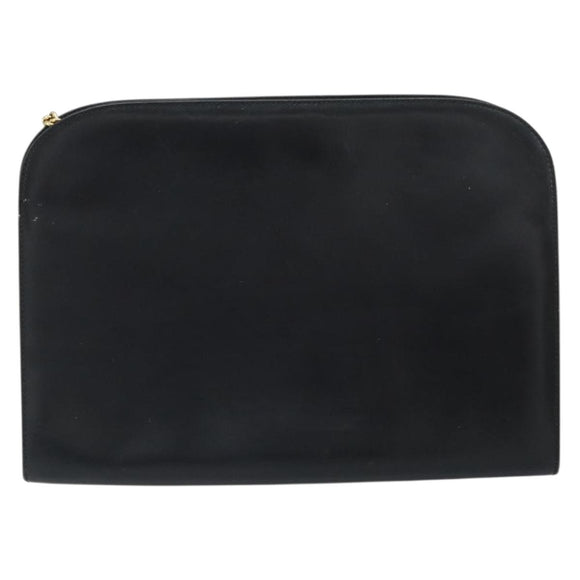 Salvatore Ferragamo Gancini Chain Shoulder Bag Leather Black Gold Auth 166295