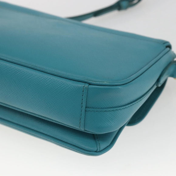 PRADA Hand Bag Safiano leather 2way Light Blue Gold Auth 166296